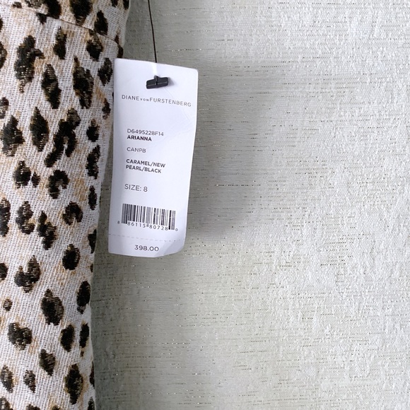 Diane Von Furstenberg Arianna Dress Woman’s Size 8 Leopard Print Black Back - Picture 5 of 14